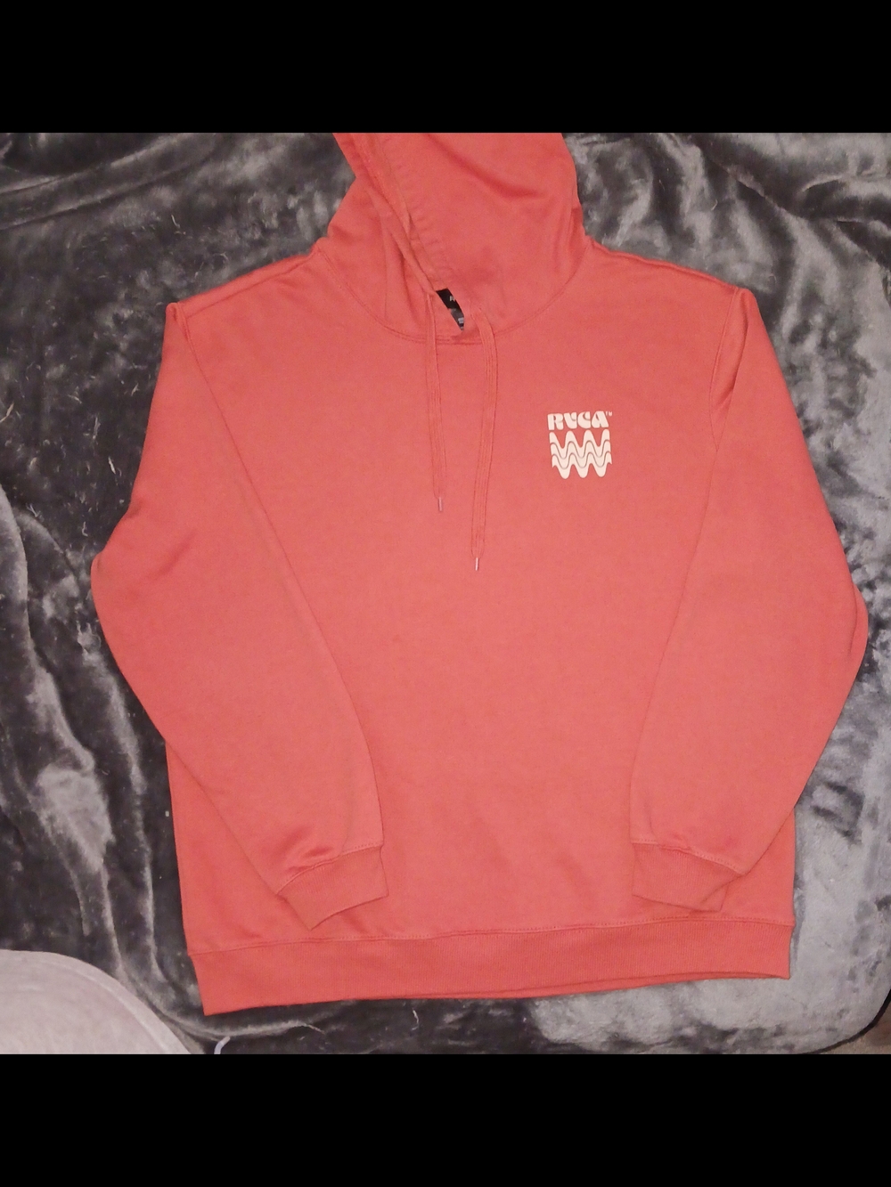 RVCA Orange Crewneck Hoodie with Wave Logo